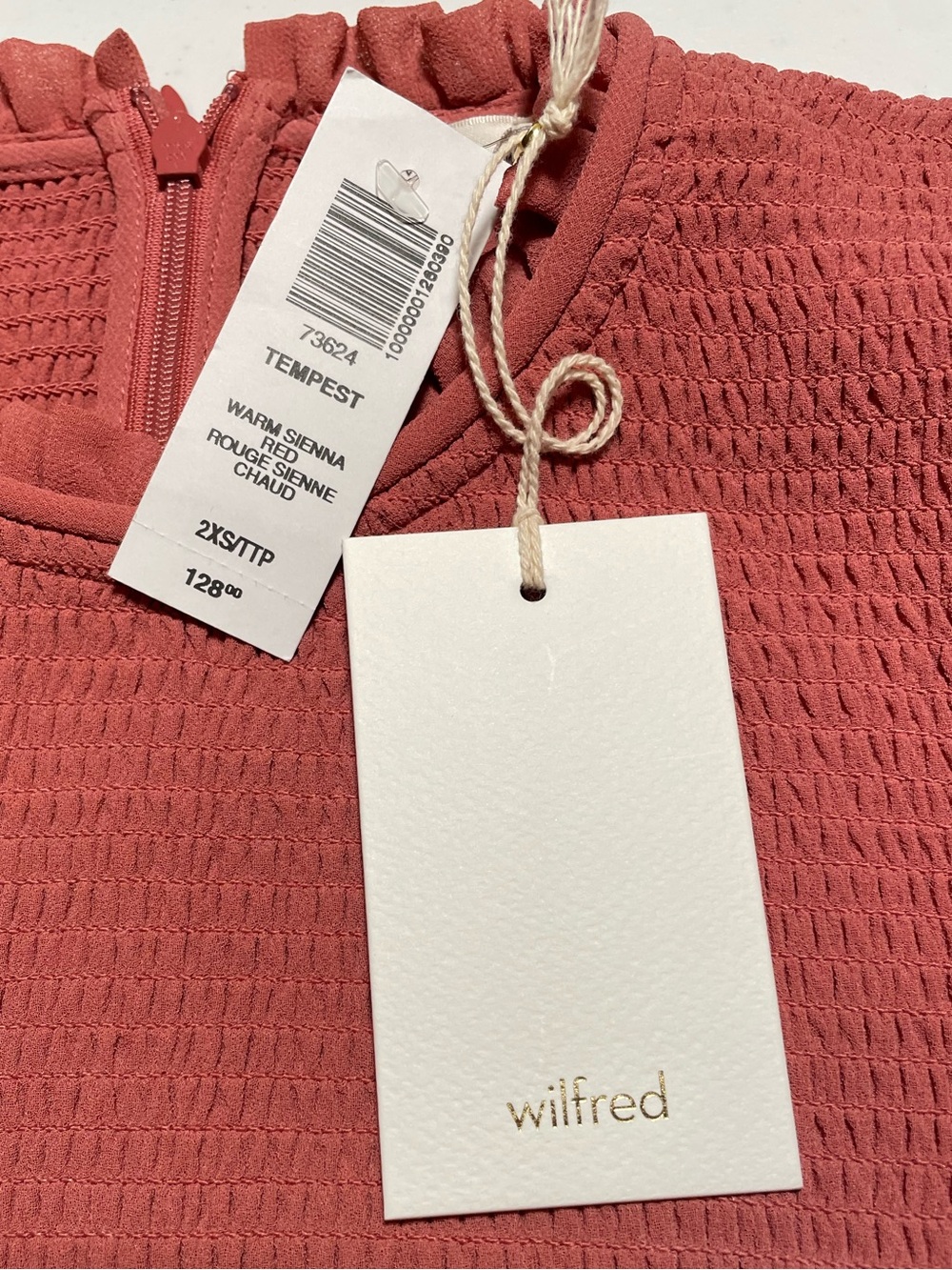 NWT Aritzia Wilfred Tempest blouse in a terracotta pink shade. Size XXS. - Picture 5 of 11